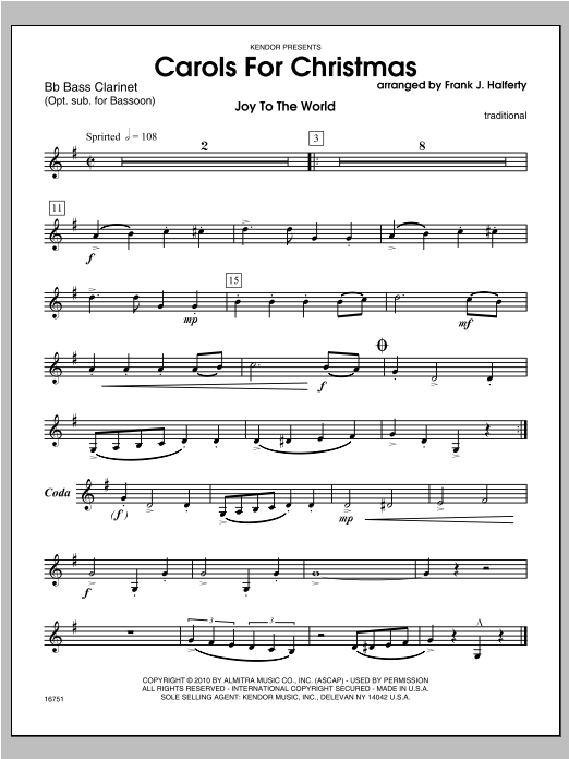 Download Halferty Carols for Christmas - Bass Clarinet Sheet Music