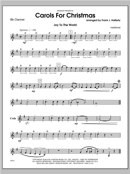 Download Halferty Carols for Christmas - Clarinet Sheet Music