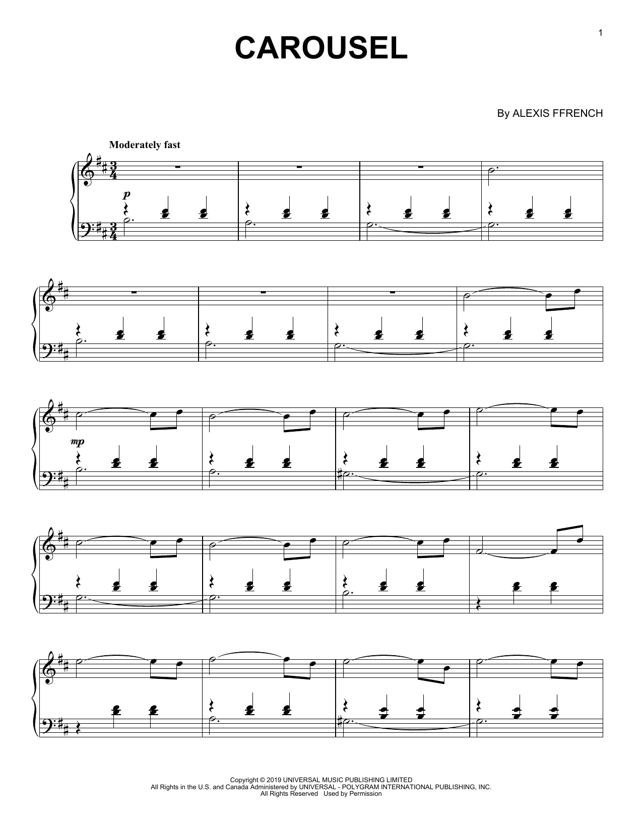 Download Alexis Ffrench Carousel Sheet Music