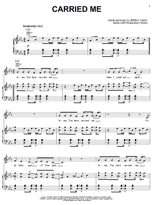 Download Jeremy Camp Carried Me Sheet Music