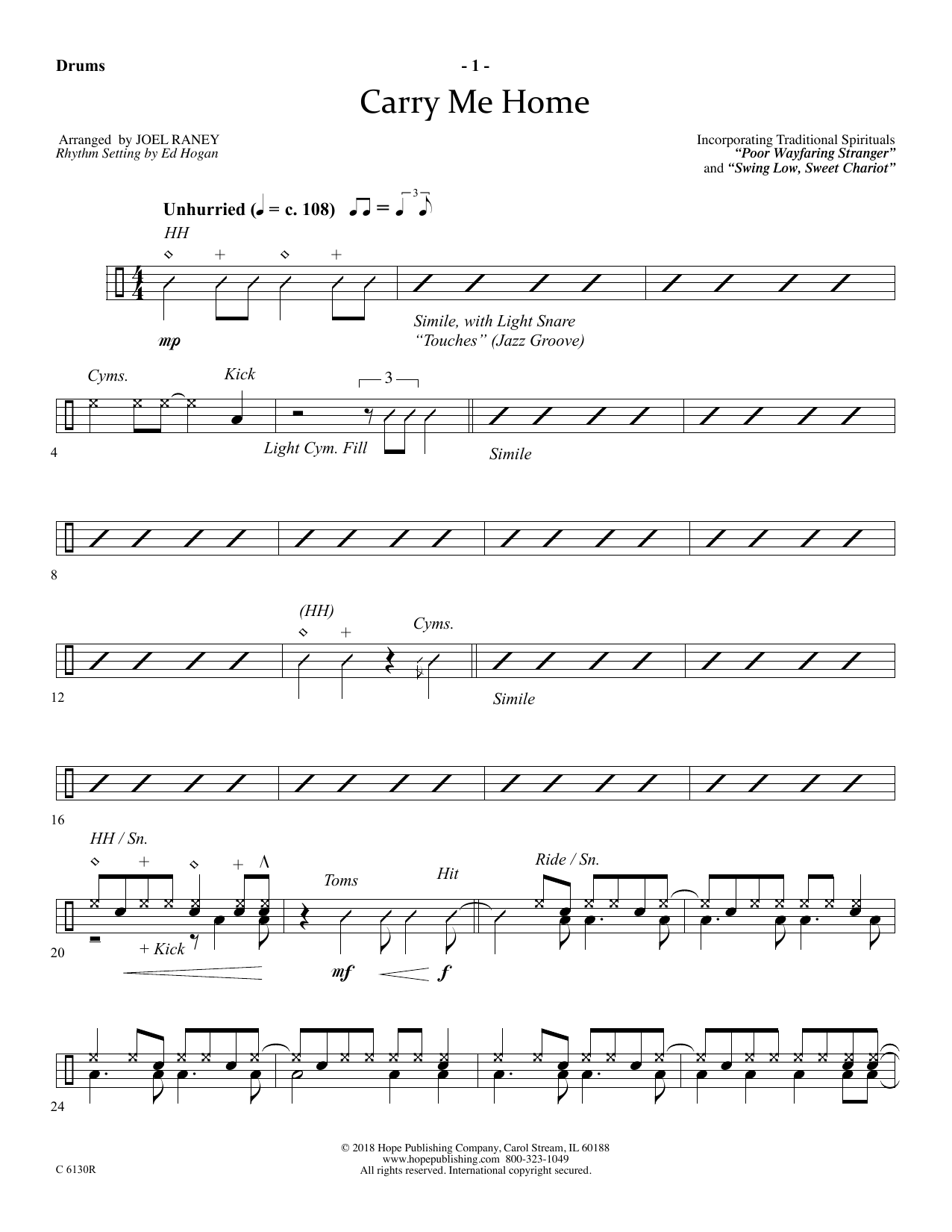 Download Joel Raney Carry Me Home - Drums Sheet Music