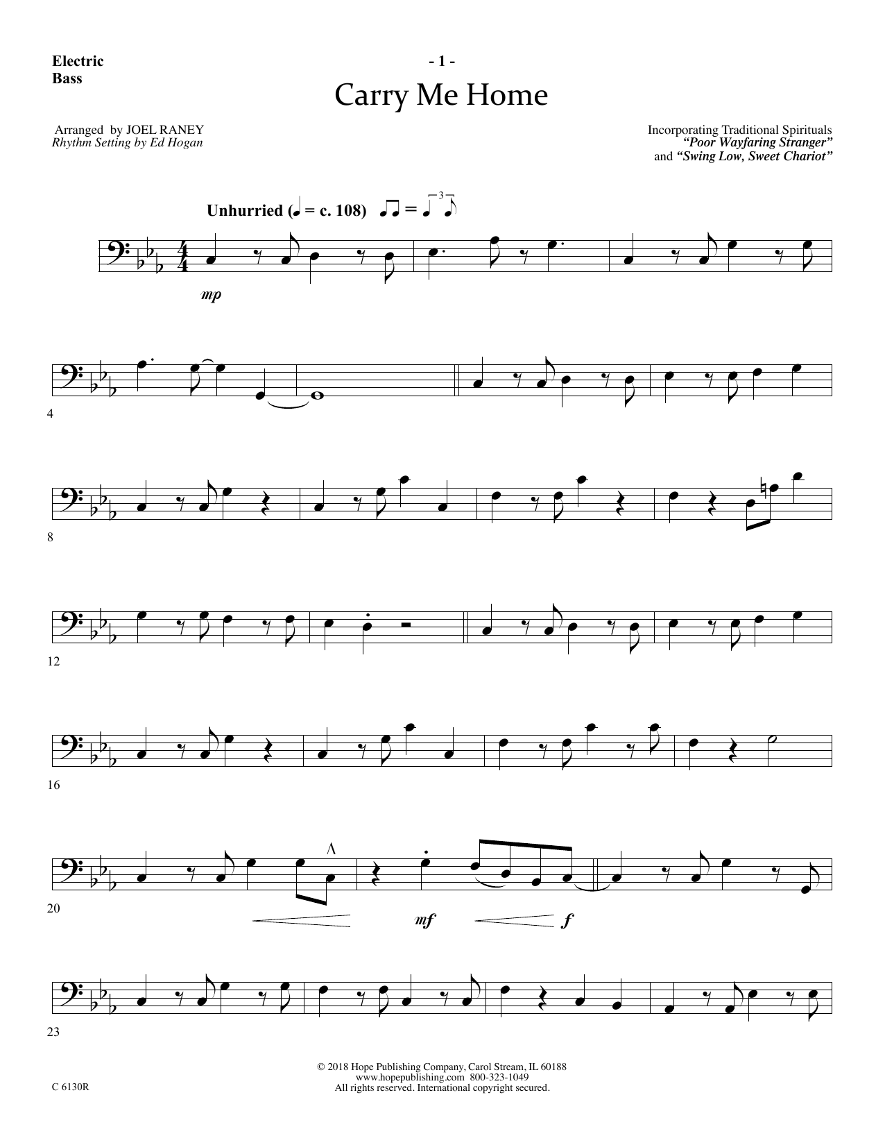 Download Joel Raney Carry Me Home - Electric Bass Sheet Music