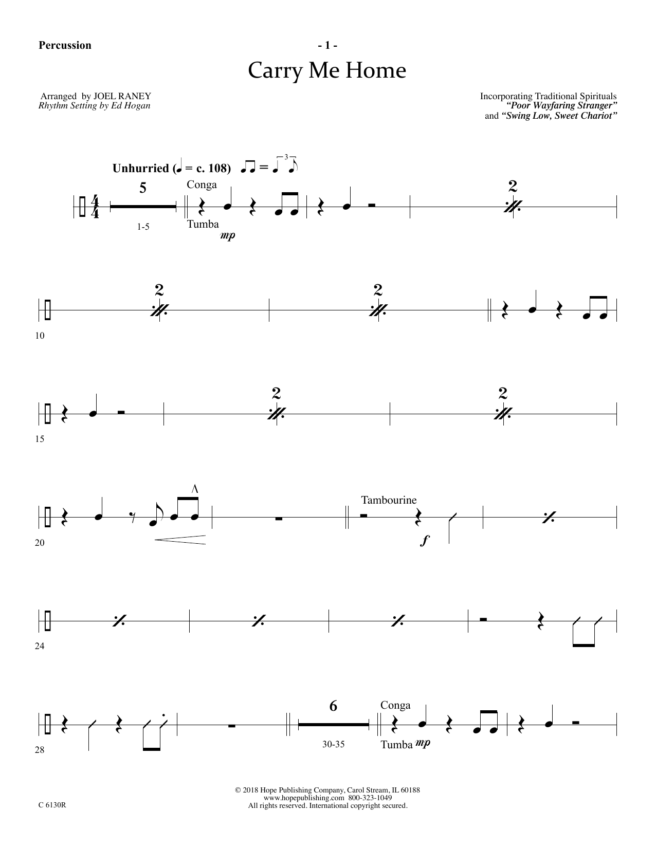Download Joel Raney Carry Me Home - Percussion Sheet Music