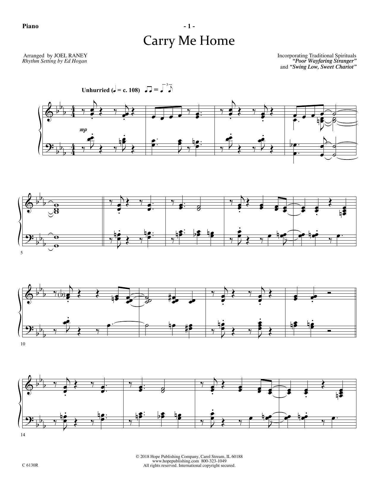 Download Joel Raney Carry Me Home - Piano Sheet Music
