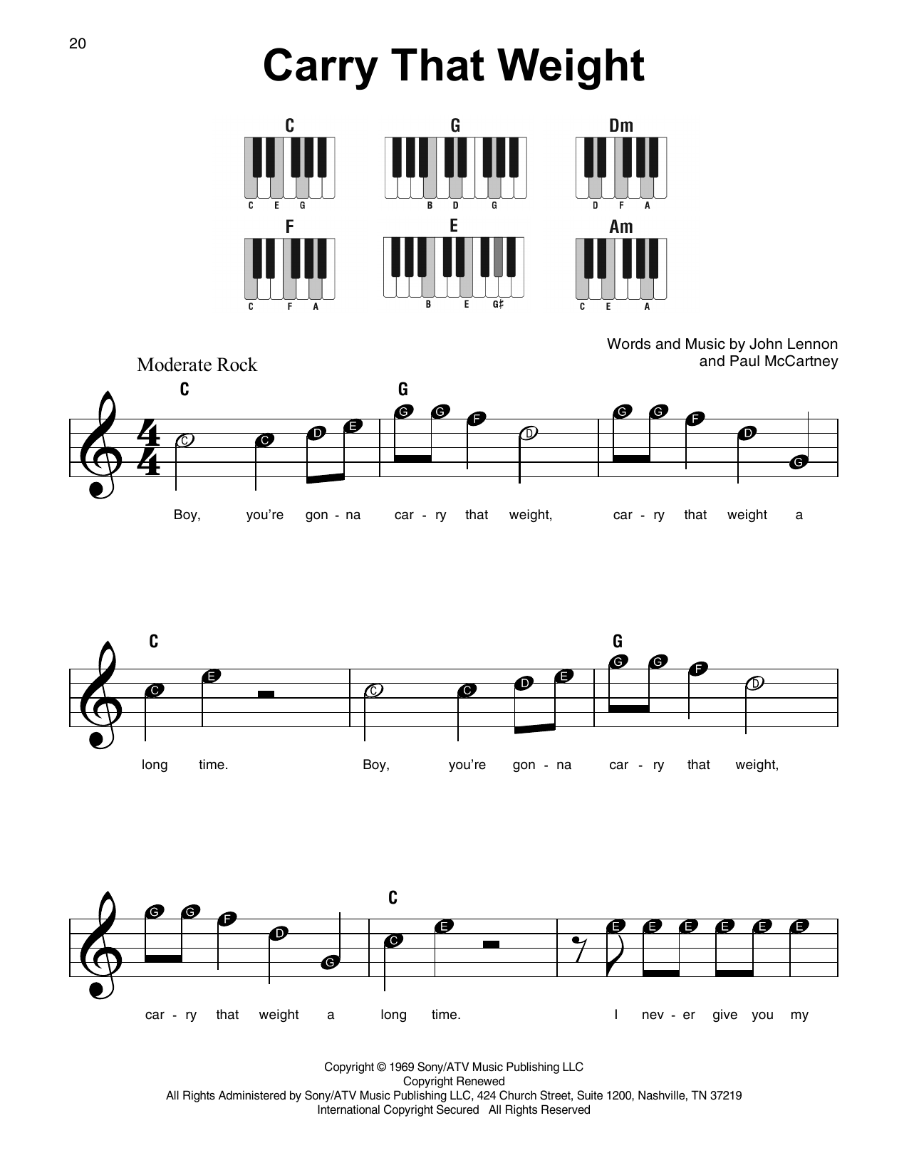 Download The Beatles Carry That Weight Sheet Music