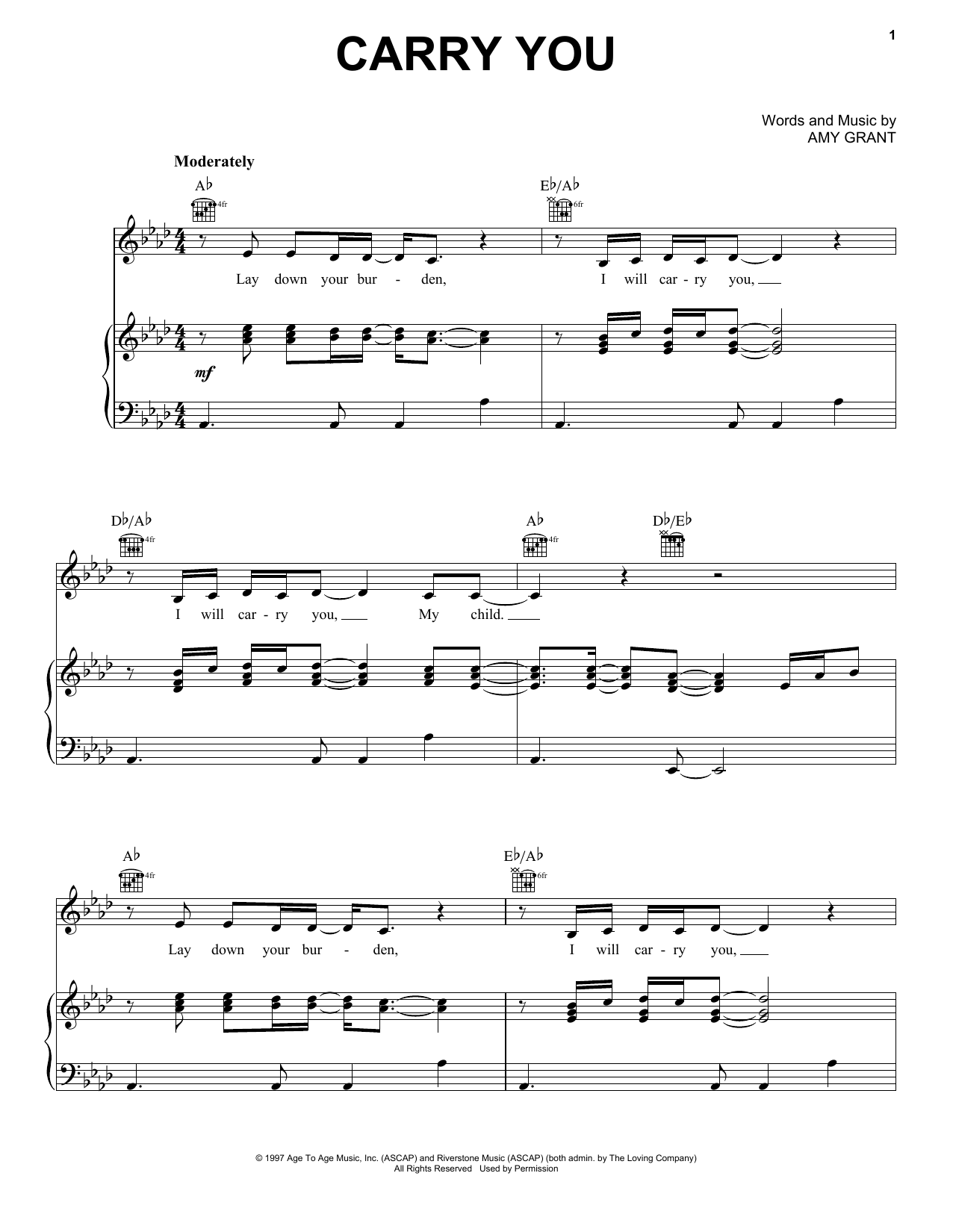 Download Amy Grant Carry You Sheet Music