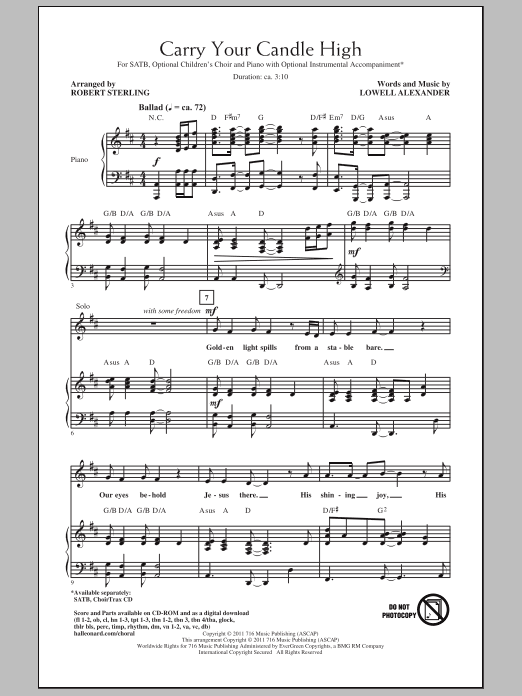 Download Lowell Alexander Carry Your Candle High (arr. Robert Ste Sheet Music