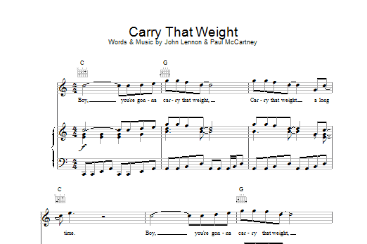 The Beatles Carry That Weight sheet music notes printable PDF score