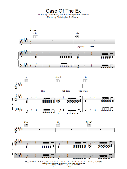 Mya Case Of The Ex sheet music notes printable PDF score