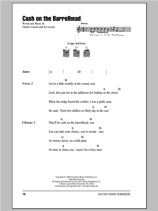 Download Ira Louvin Cash On The Barrelhead Sheet Music