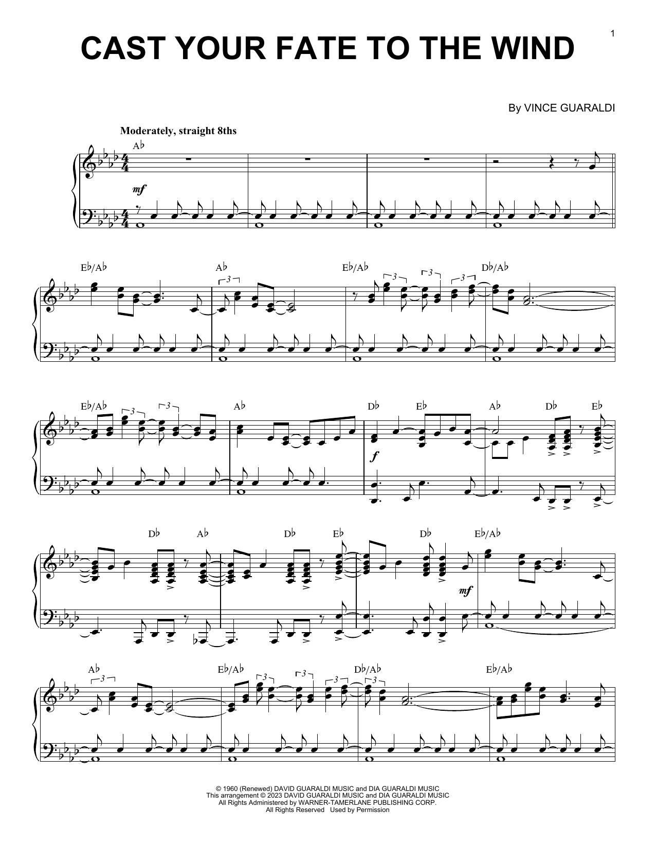 Download Vince Guaraldi Cast Your Fate To The Wind [Jazz versio Sheet Music