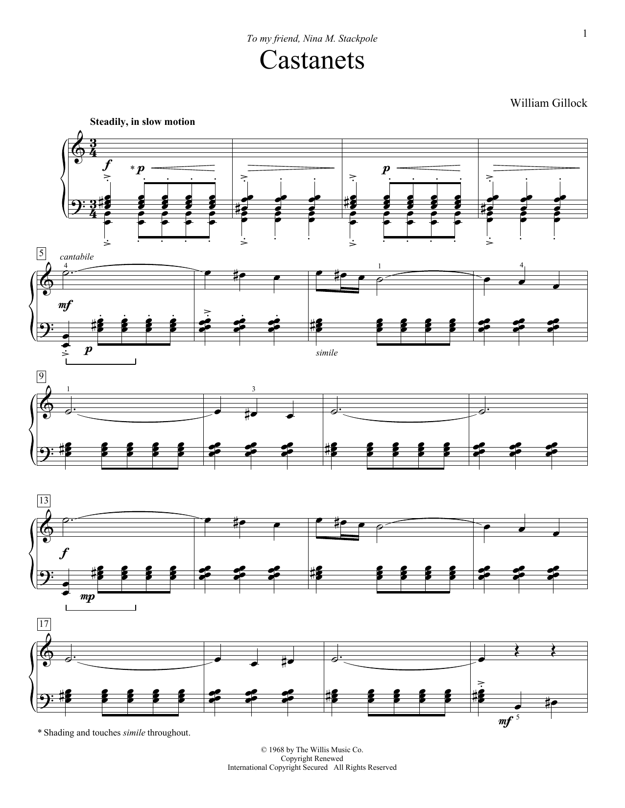 Download William Gillock Castanets Sheet Music