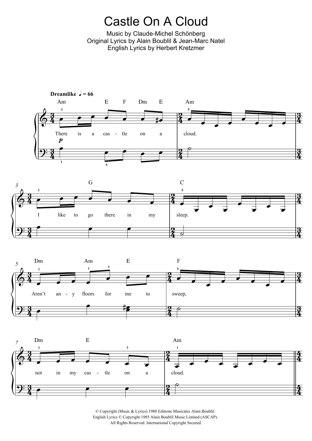 Download Boublil and Schonberg Castle On A Cloud (from Les Miserables) Sheet Music