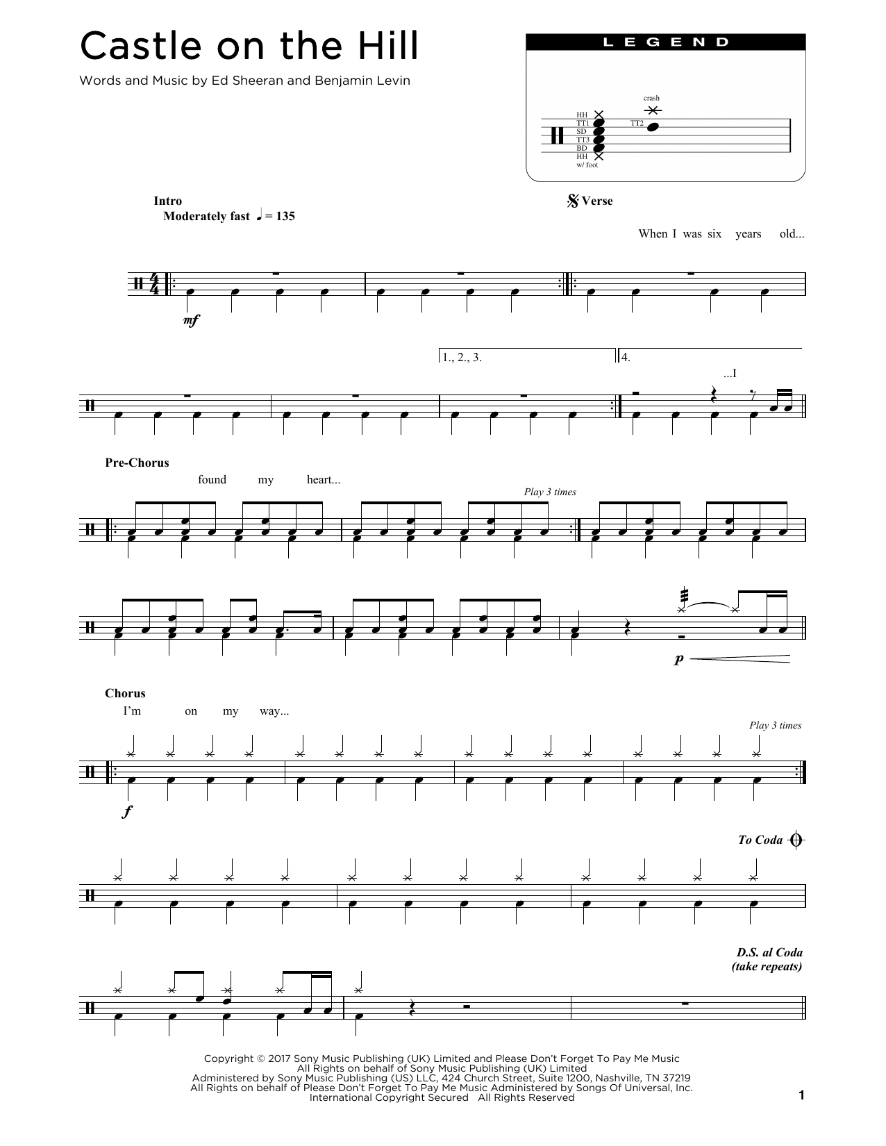 Download Ed Sheeran Castle On The Hill Sheet Music