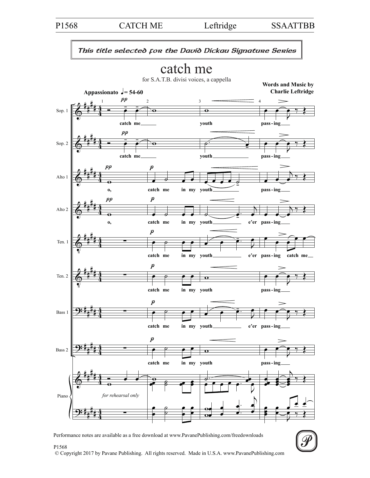 Charlie Leftridge Catch Me sheet music notes printable PDF score