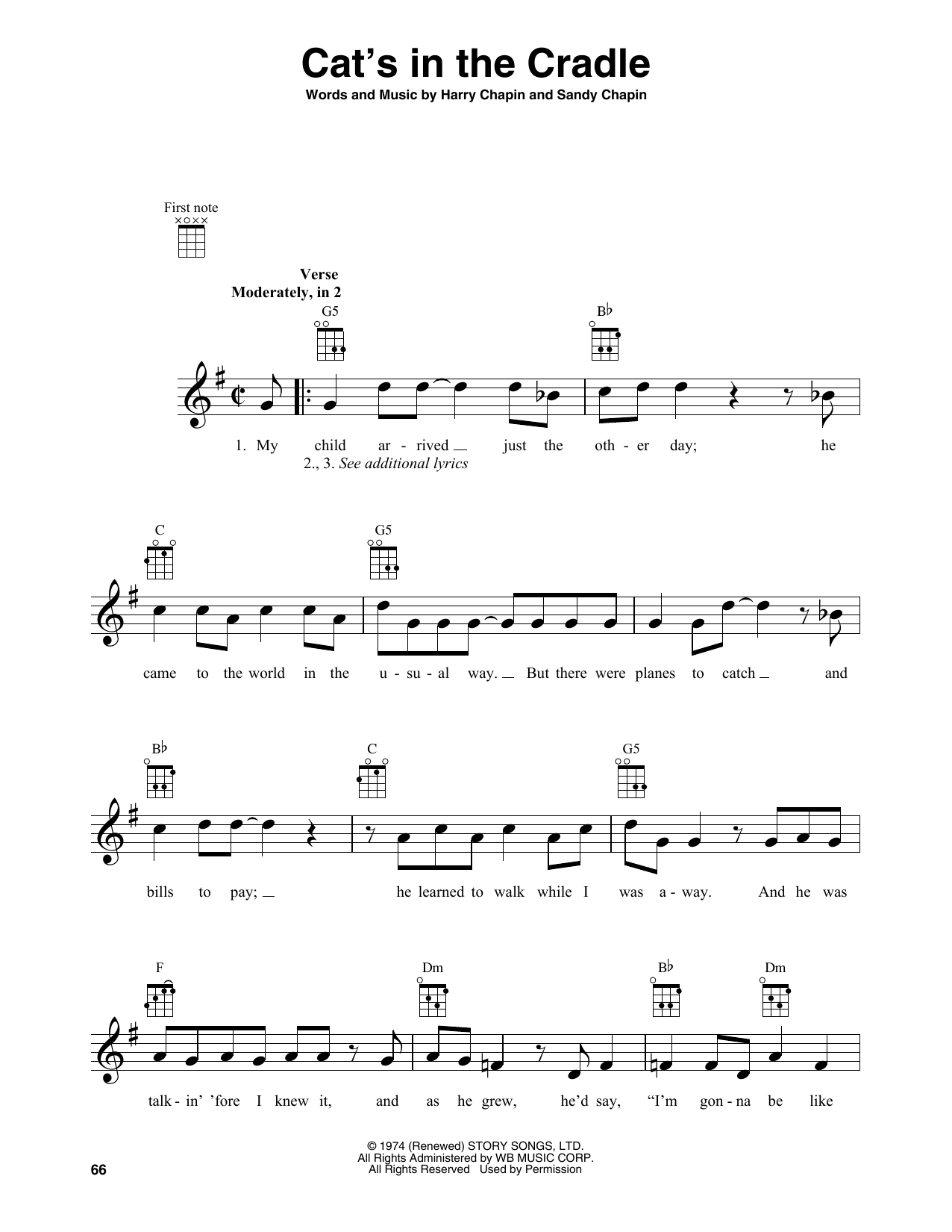 Download Harry Chapin Cat's In The Cradle Sheet Music