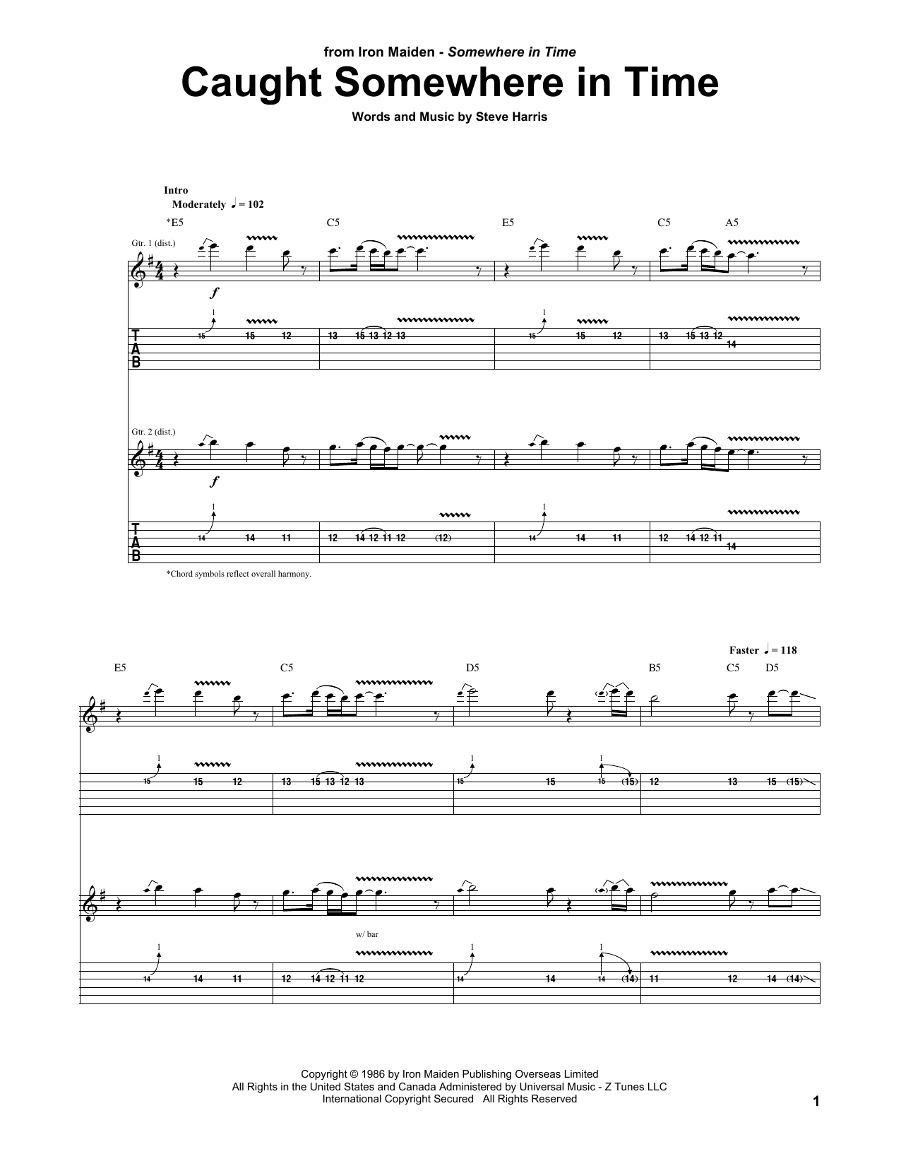 Download Iron Maiden Caught Somewhere In Time Sheet Music