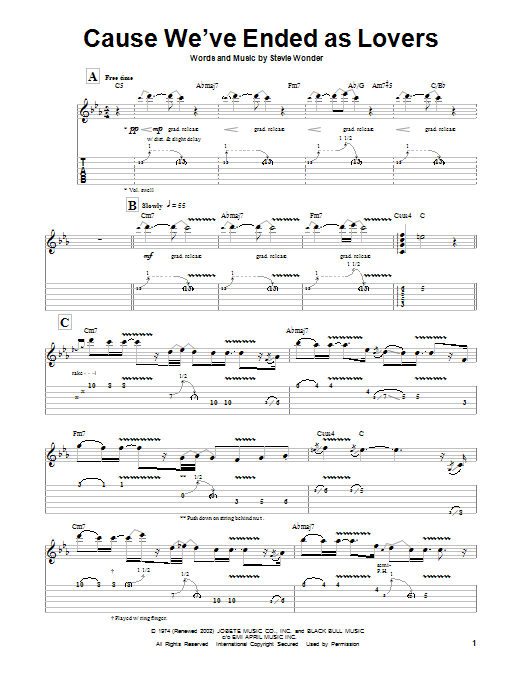 Download Jeff Beck Cause We've Ended As Lovers Sheet Music