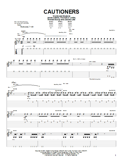 Download Jimmy Eat World Cautioners Sheet Music