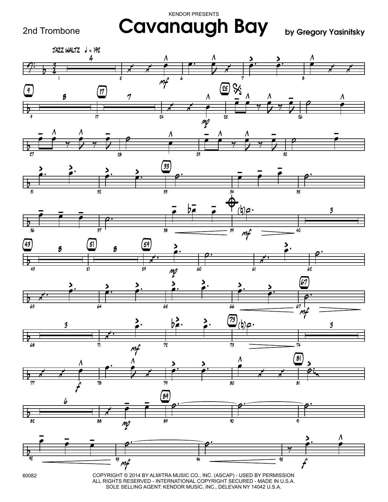 Download Gregory Yasinitsky Cavanaugh Bay - 2nd Trombone Sheet Music