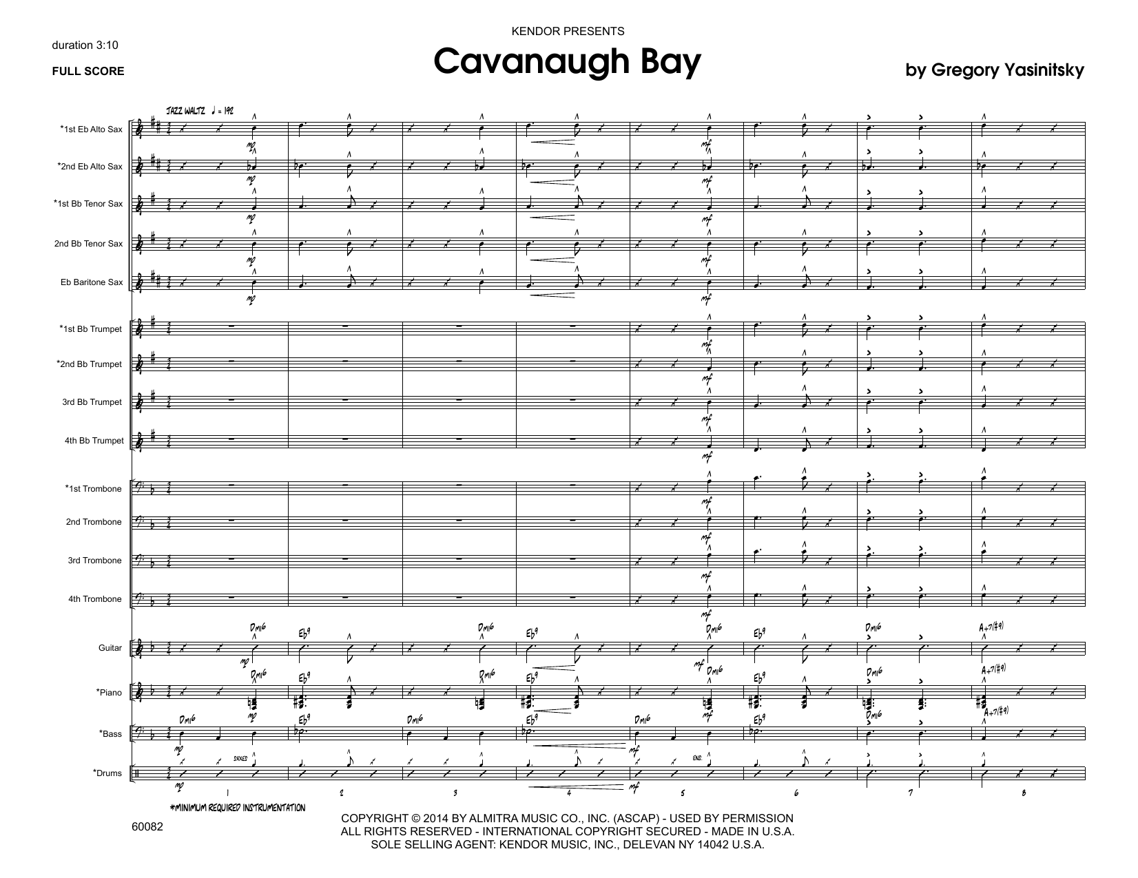 Download Gregory Yasinitsky Cavanaugh Bay - Full Score Sheet Music
