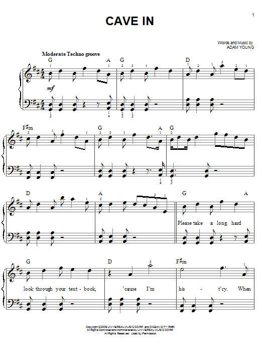 Download Owl City Cave In Sheet Music