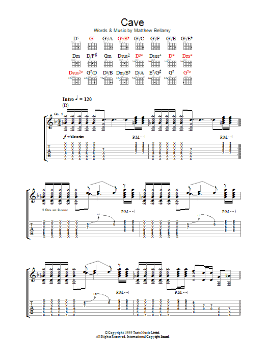 Download Muse Cave Sheet Music