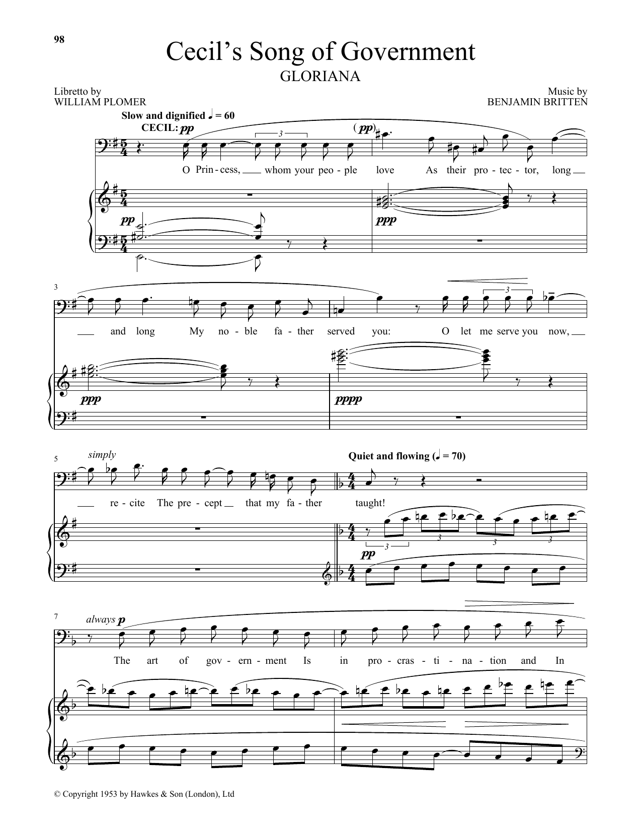 Download William Plomer Cecil's Song Of Government Sheet Music