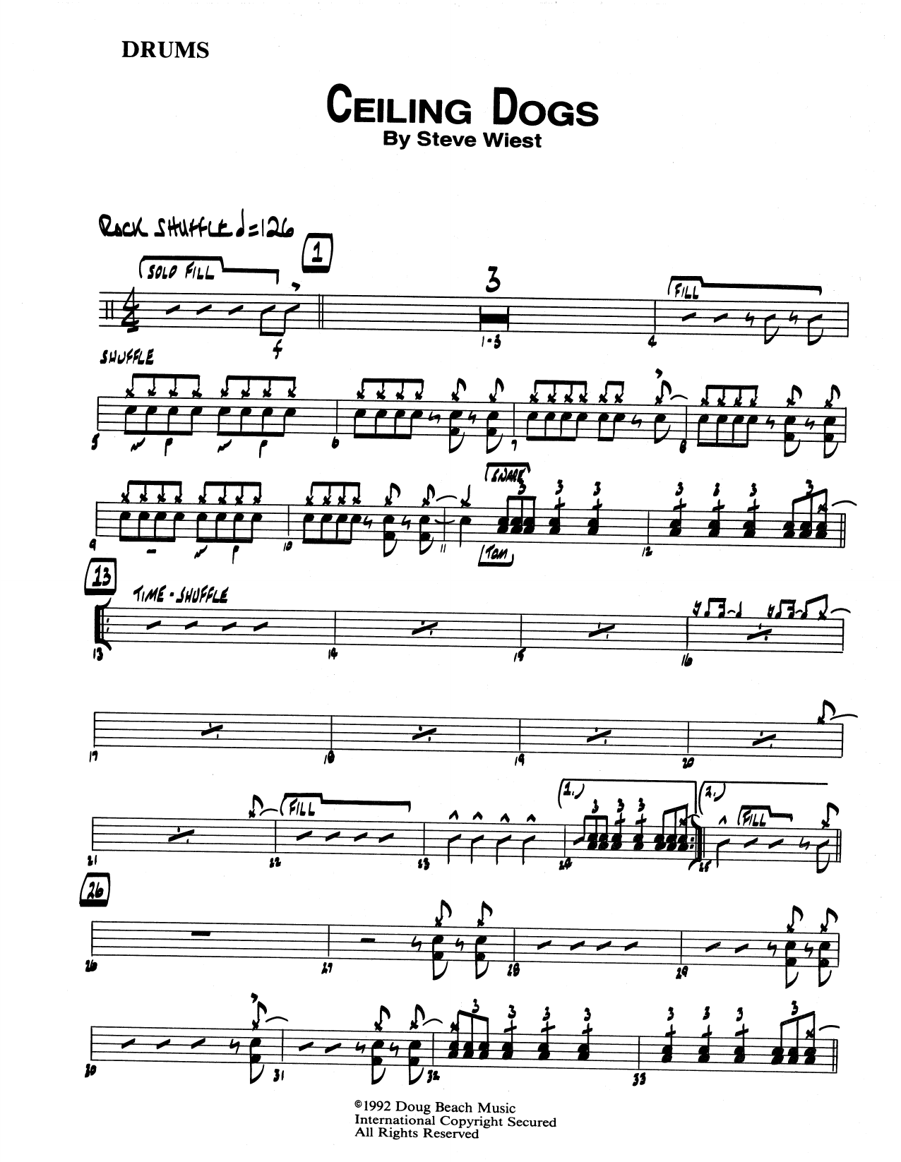 Download Steve Wiest Ceiling Dogs - Drum Set Sheet Music
