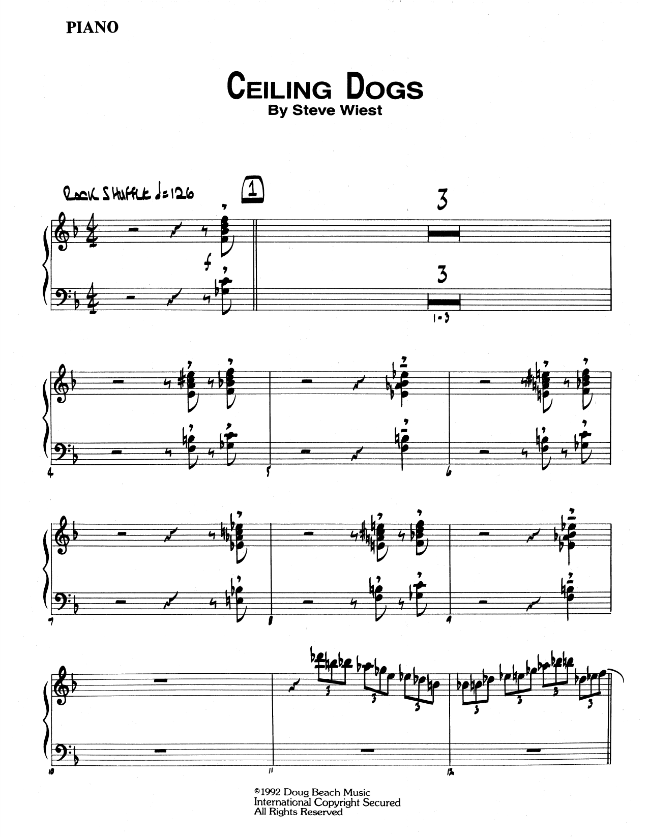 Download Steve Wiest Ceiling Dogs - Piano Sheet Music