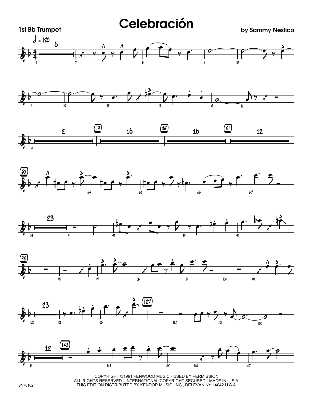 Download Sammy Nestico Celebracion - 1st Bb Trumpet Sheet Music