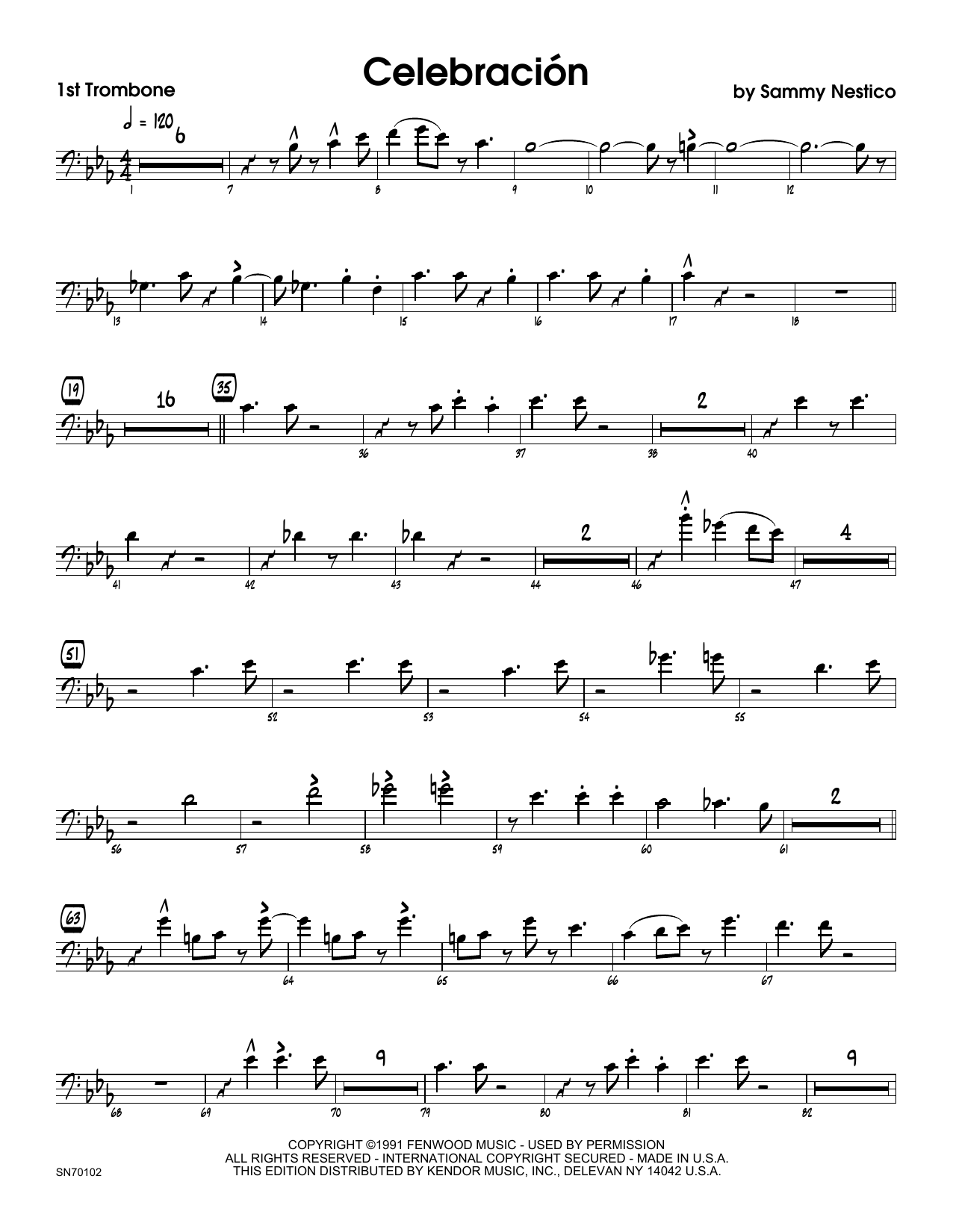 Download Sammy Nestico Celebracion - 1st Trombone Sheet Music