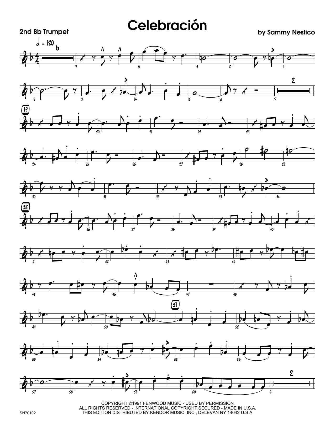 Download Sammy Nestico Celebracion - 2nd Bb Trumpet Sheet Music