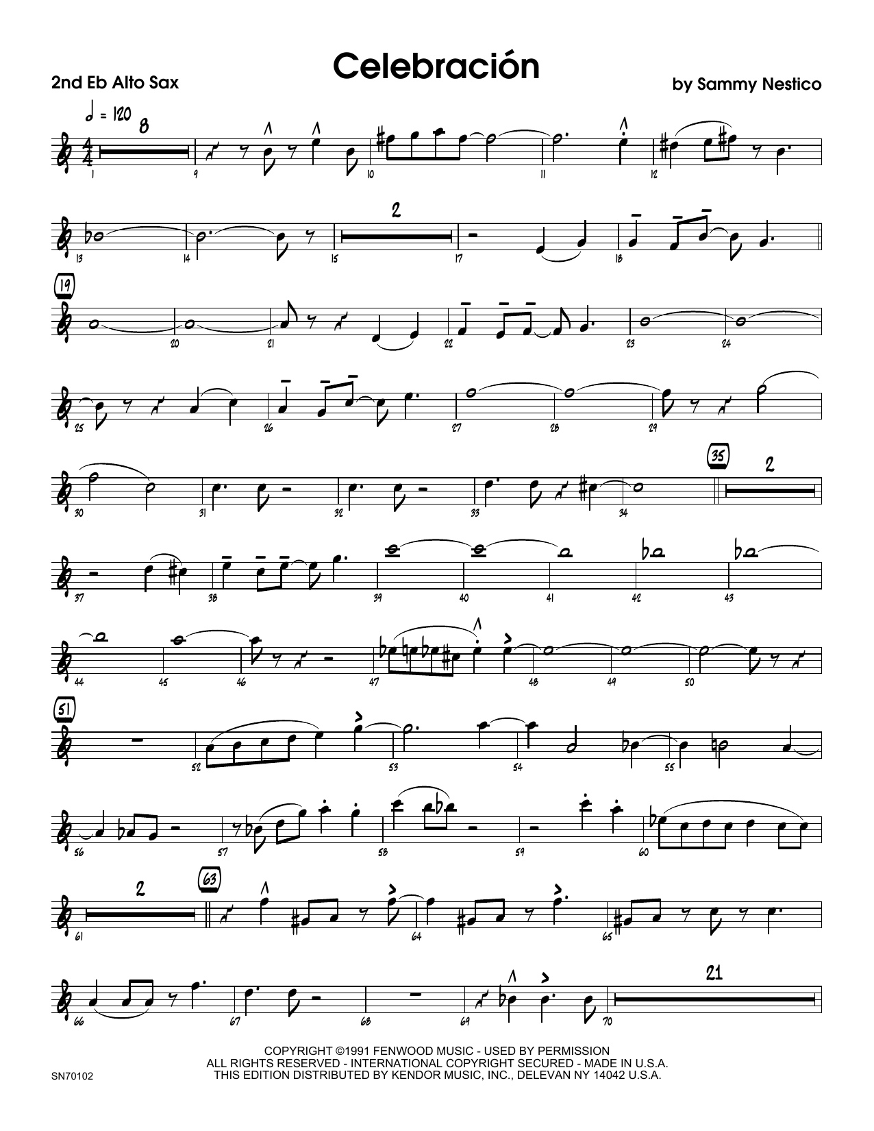 Download Sammy Nestico Celebracion - 2nd Eb Alto Saxophone Sheet Music