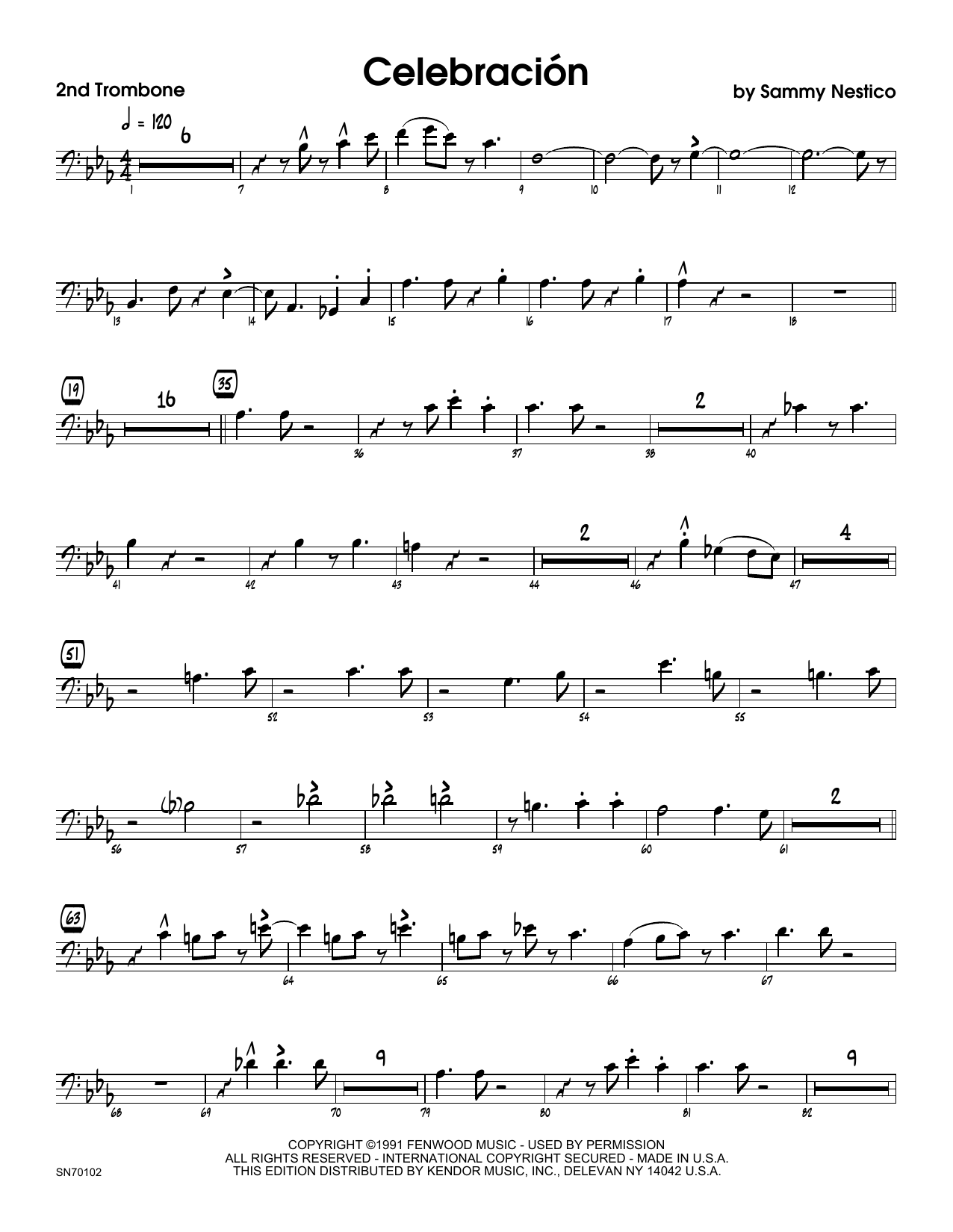 Download Sammy Nestico Celebracion - 2nd Trombone Sheet Music