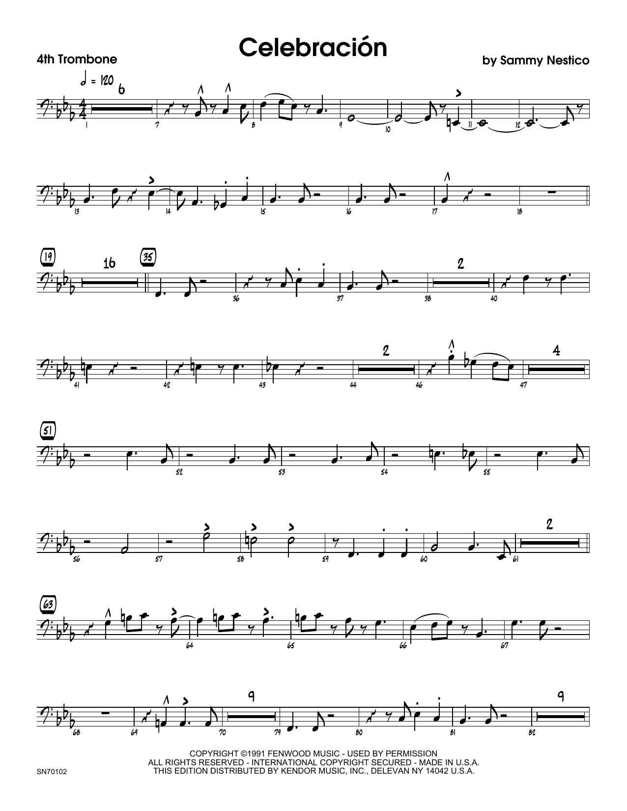 Download Sammy Nestico Celebracion - 4th Trombone Sheet Music