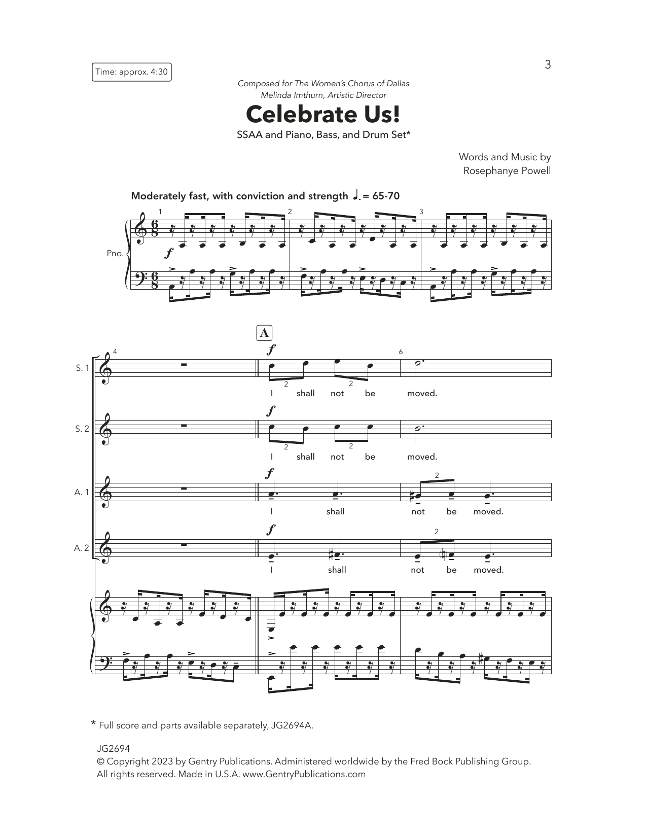 Rosephanye Powell Celebrate Us! sheet music notes printable PDF score