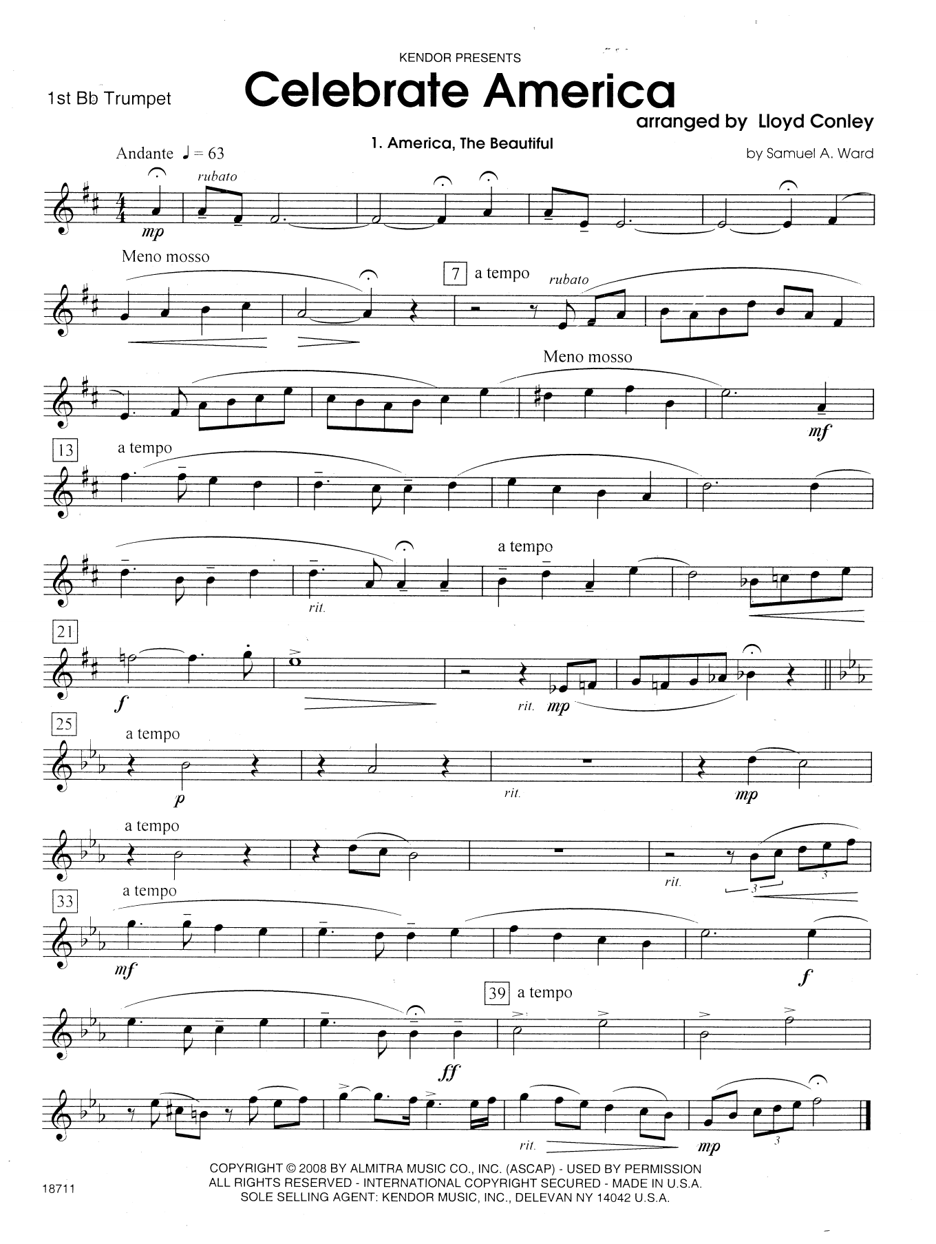 Download Lloyd Conley Celebrate America - 1st Bb Trumpet Sheet Music