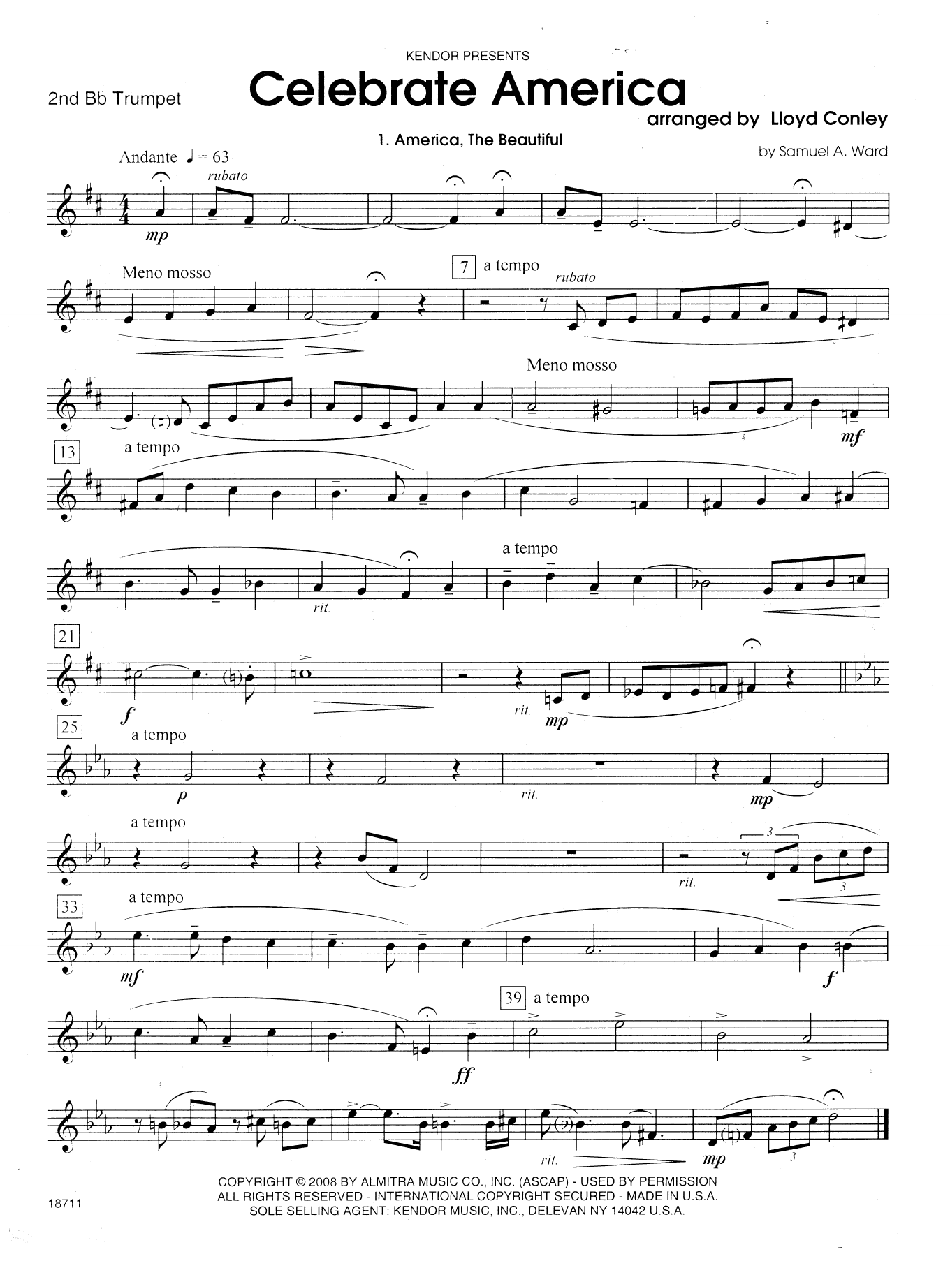 Download Lloyd Conley Celebrate America - 2nd Bb Trumpet Sheet Music