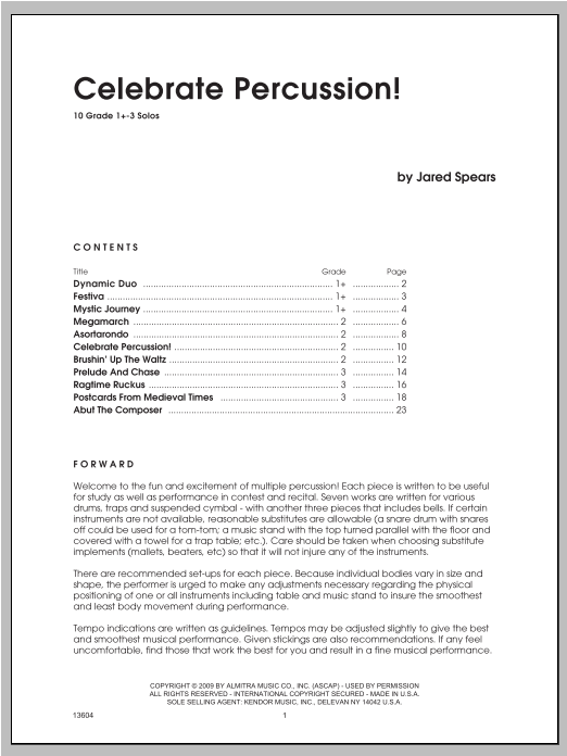 Download Spears Celebrate Percussion! Sheet Music