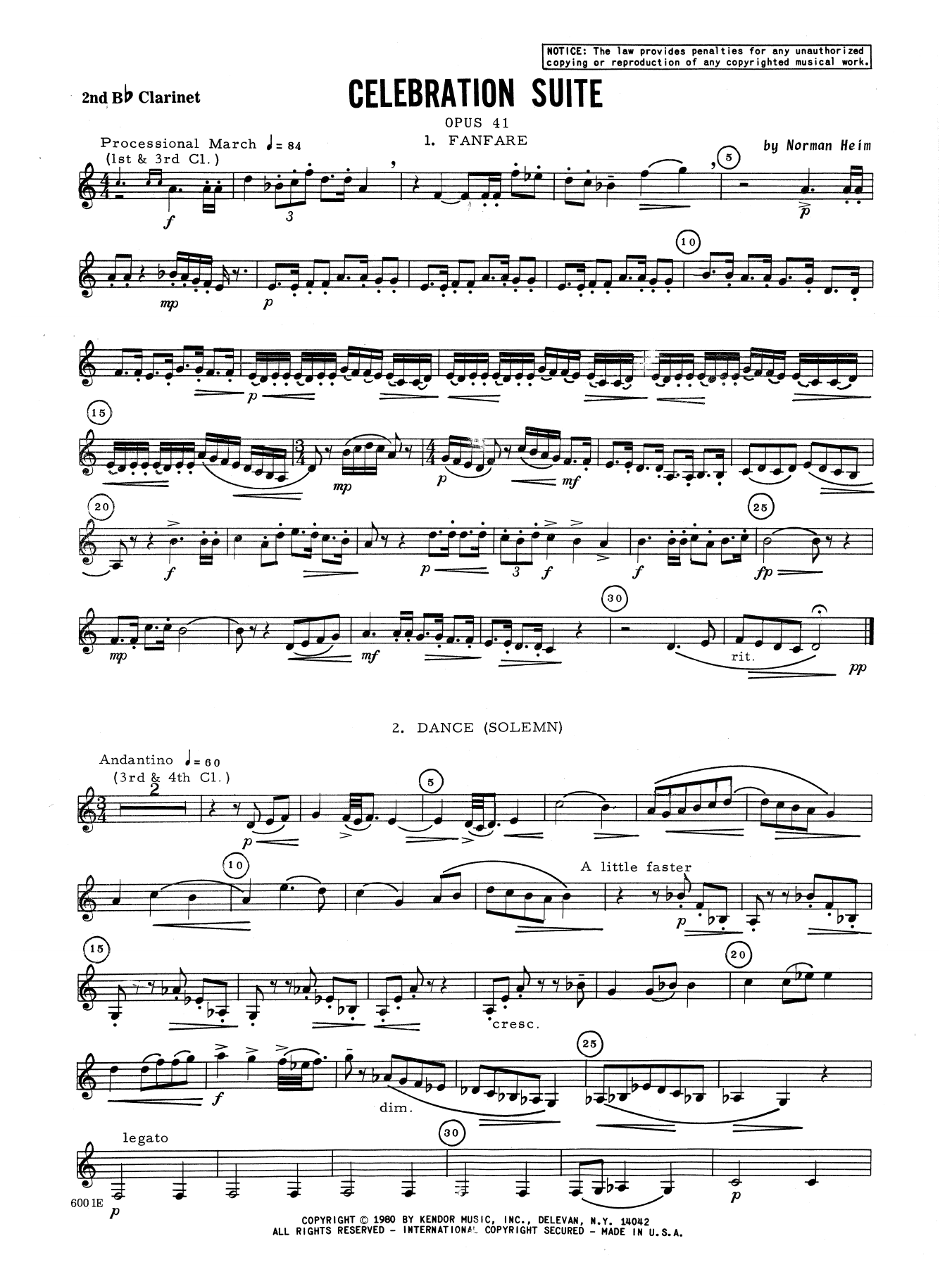Download Heim Celebration Suite - 2nd Bb Clarinet Sheet Music