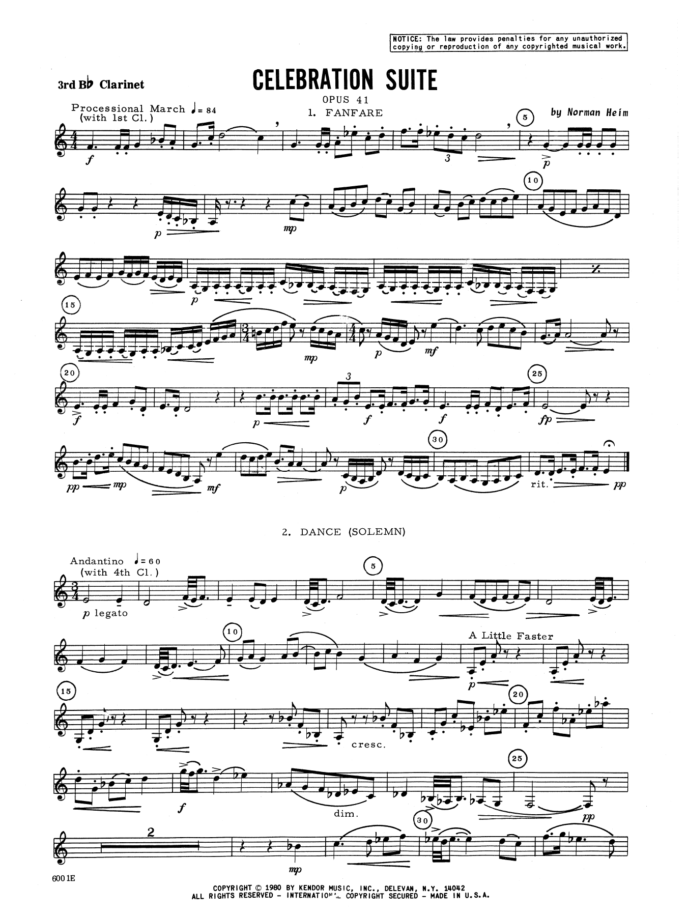 Download Heim Celebration Suite - 3rd Bb Clarinet Sheet Music