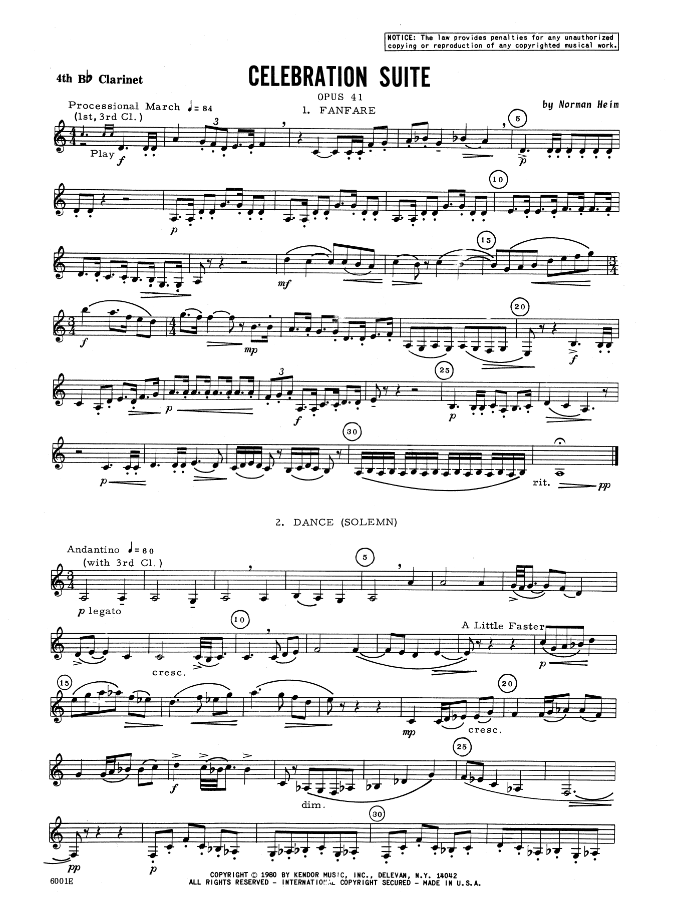 Download Heim Celebration Suite - 4th Bb Clarinet Sheet Music