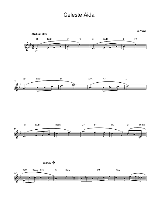 Giuseppe Verdi Celeste Aida sheet music notes printable PDF score