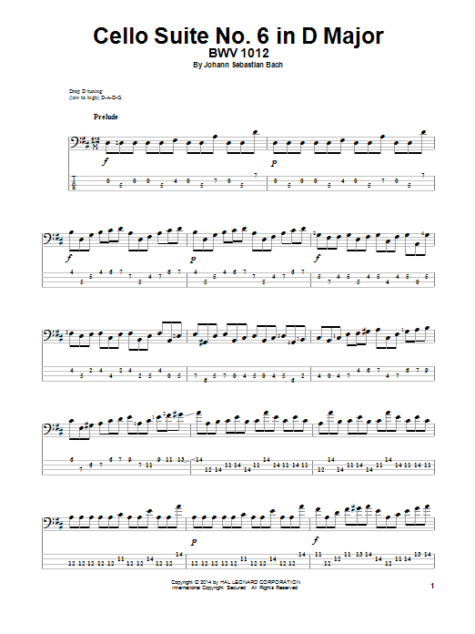 Download Johann Sebastian Bach Cello Suite No. 6 In D Major, BWV 1012 Sheet Music