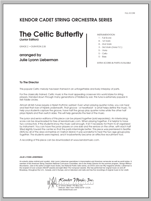 Download Julie Lyonn Lieberman Celtic Butterfly, The (Junior Edition) Sheet Music