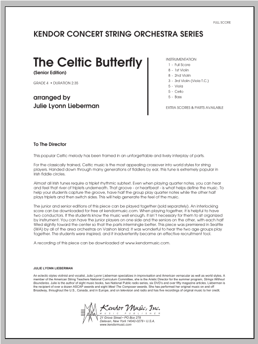 Download Julie Lyonn Lieberman Celtic Butterfly, The (Senior Edition) Sheet Music