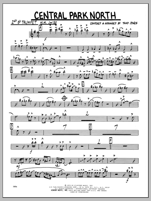 Download Thad Jones Central Park North - 2nd Bb Trumpet Sheet Music