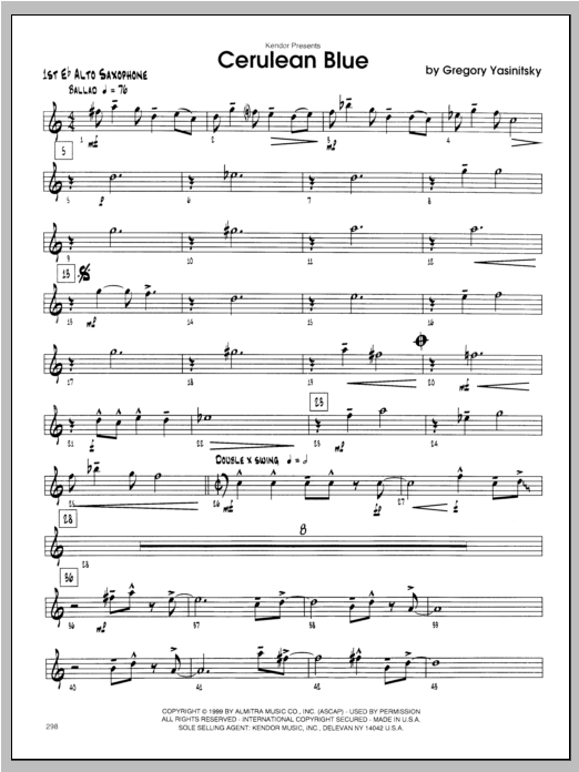 Download Yasinitsky Cerulean Blue - Alto Sax 1 Sheet Music