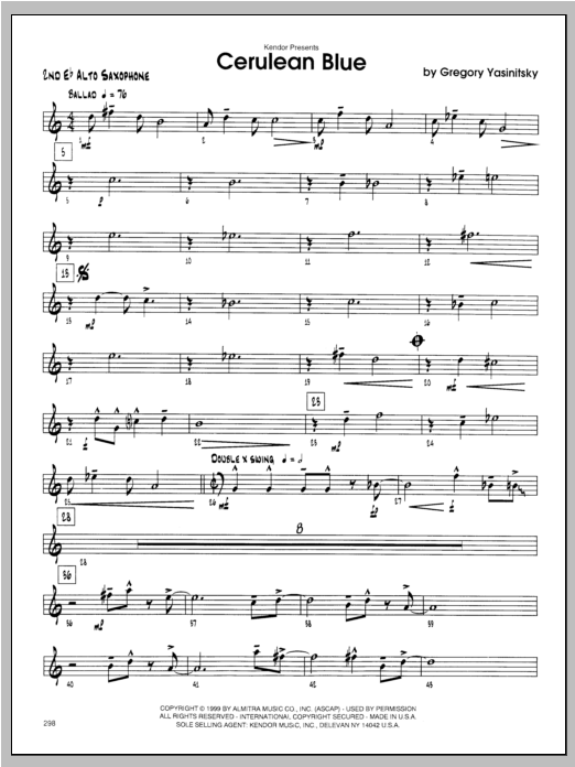 Download Yasinitsky Cerulean Blue - Alto Sax 2 Sheet Music